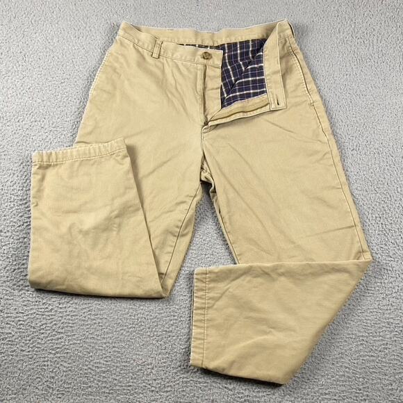 L.L. Bean Natural Fit Flannel Lined Pants Men's 34x29 Beige Outdoors Cotton - Picture 1 of 10